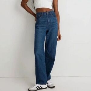 NWOT Madewell Baggy Straight Balloon Jeans in Dark Worn Indigo Wash Size 30